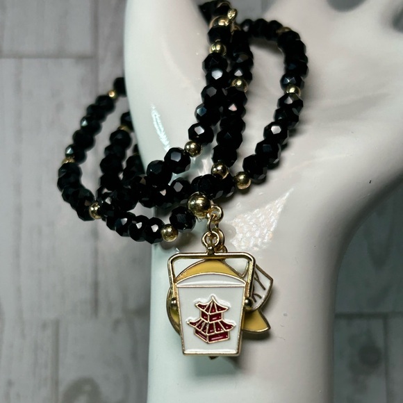 Jewelry - Black and Gold Beaded Charm Bracelets